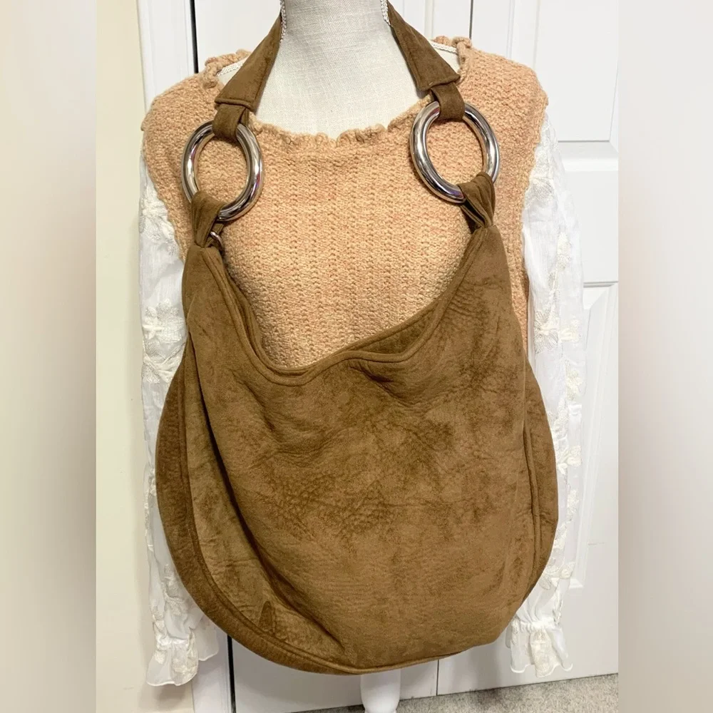 Bosom Buddy Bags Big Hobo Tote Slouchy Bag Vegan Suede 14”x18”